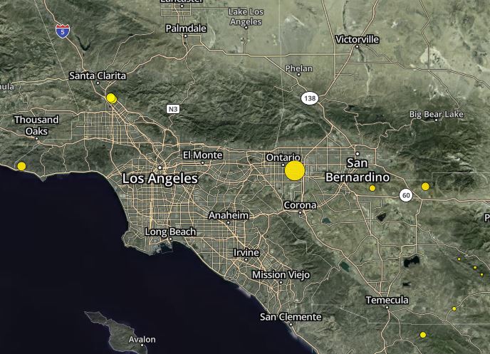 A 3.8 magnitude earthquake struck the city of Ontario in San Bernardino County on Feb. 15, 2024. (KTLA)